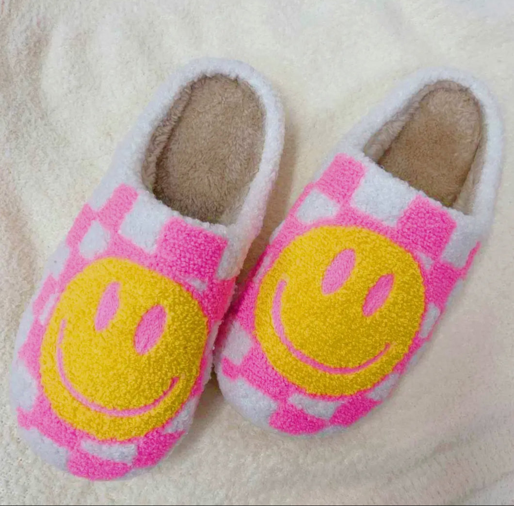 Checkered Smiley Slippers