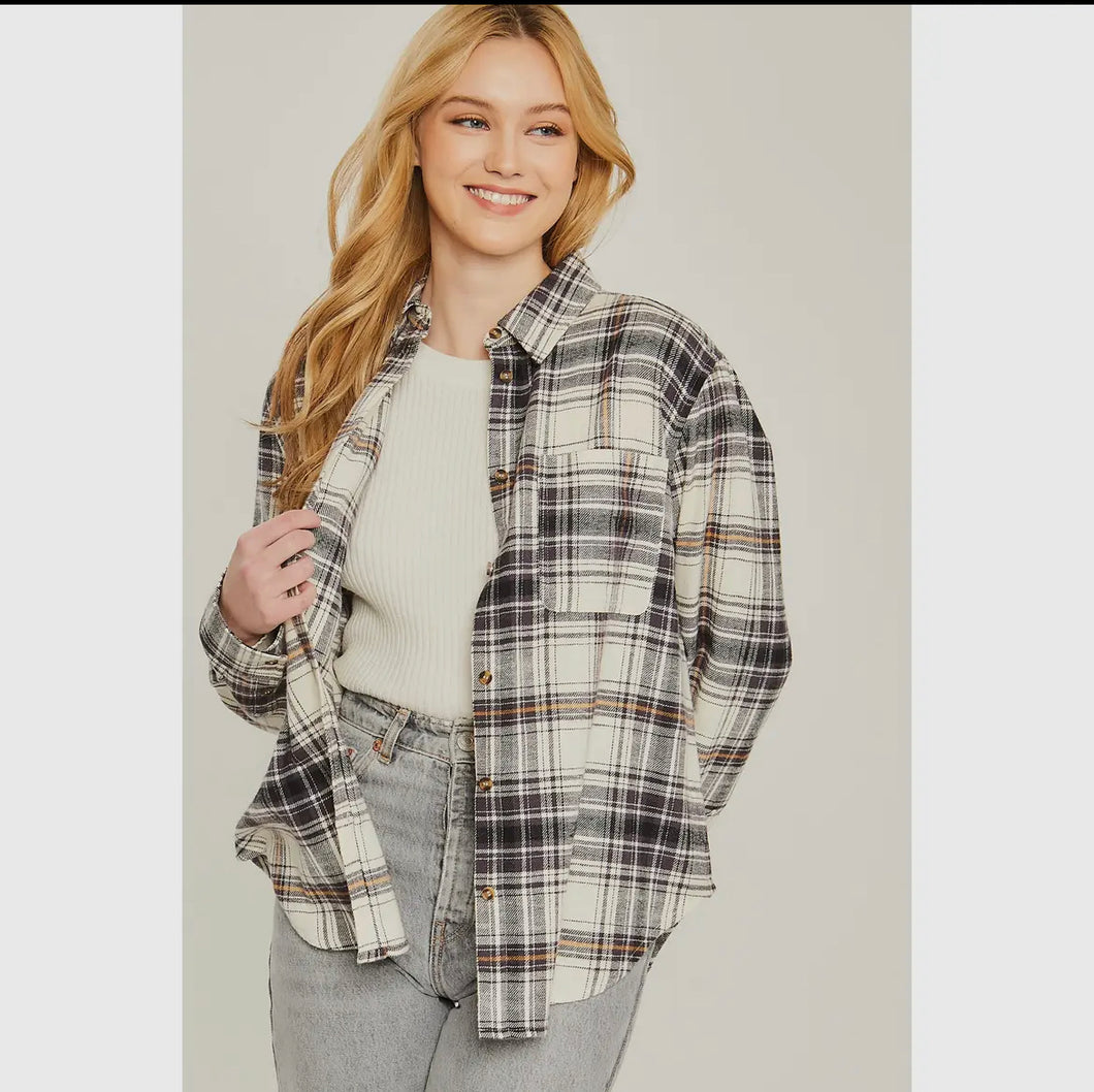 Black Plaid Flannel Shirt