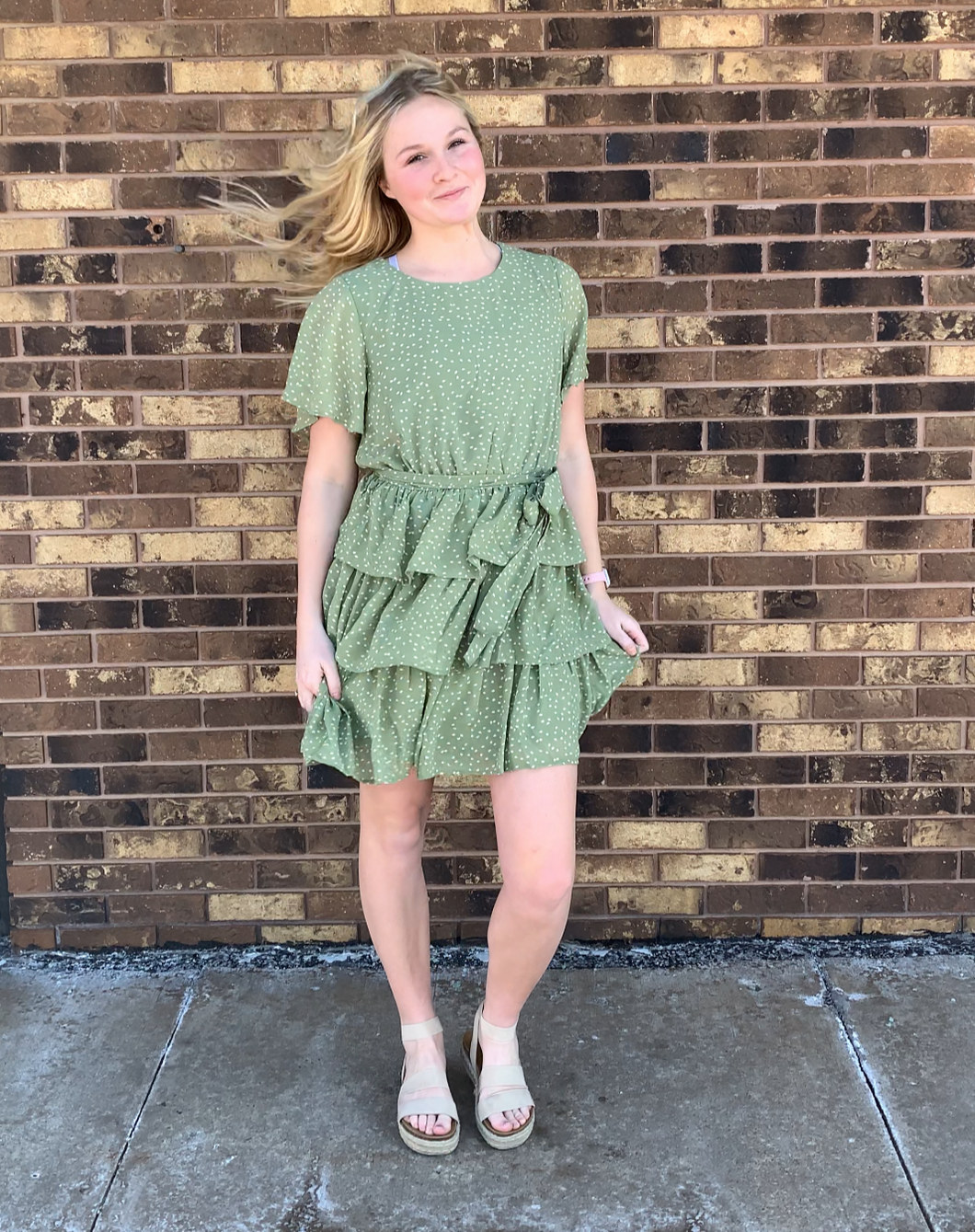 Sage Ruffled Dress